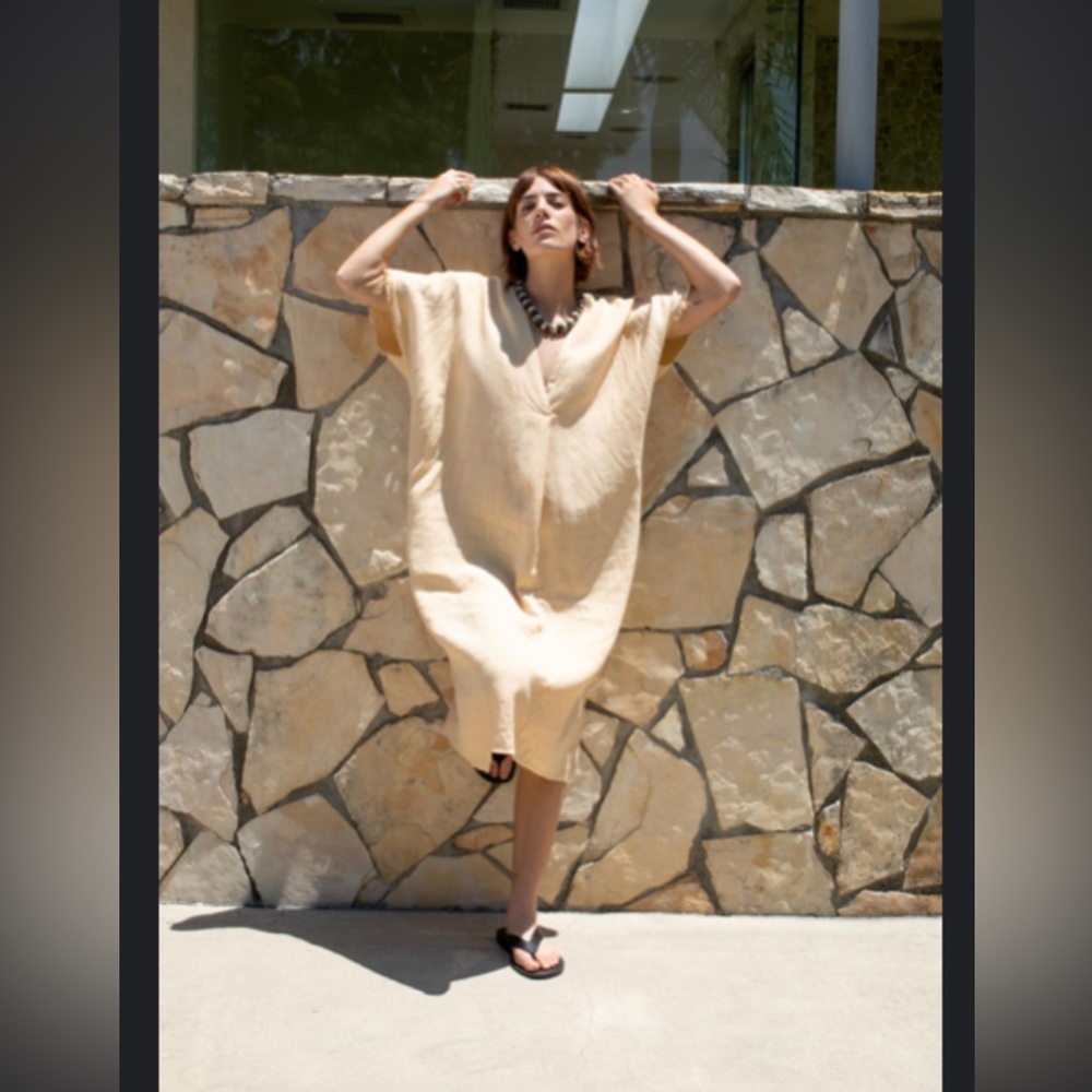 Zara linen blend tunic dress zw collection